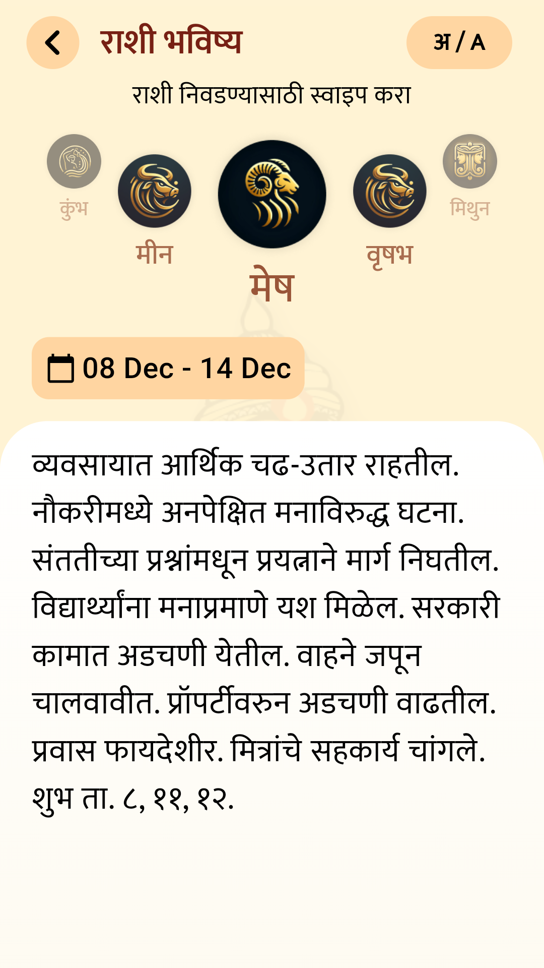 Date Panchang App Interface Preview